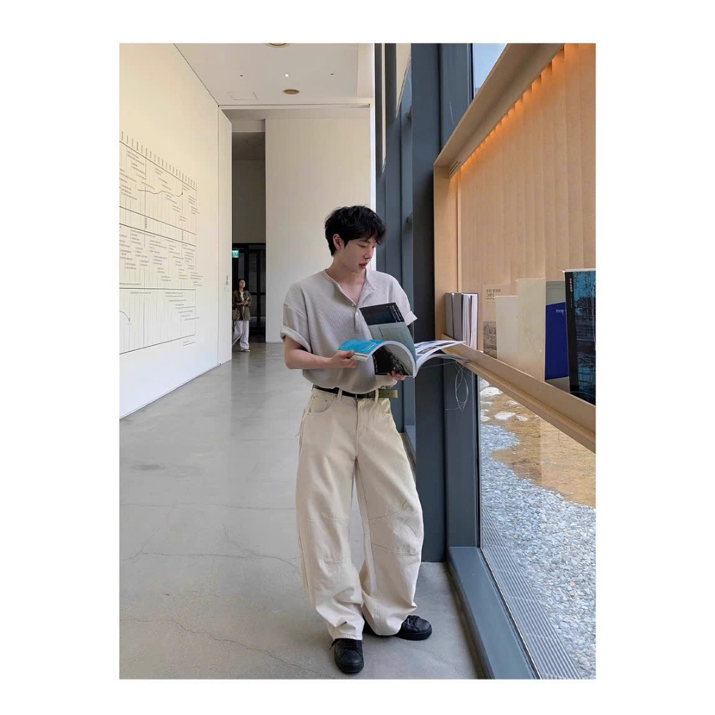 Áo Thun Cổ Tròn Nút Trơn GODMOTHER Thun Trơn Tổ Ong Thoáng Mát Unisex Phong Cách Hàn Quốc Basic Casual | BigBuy360 - bigbuy360.vn