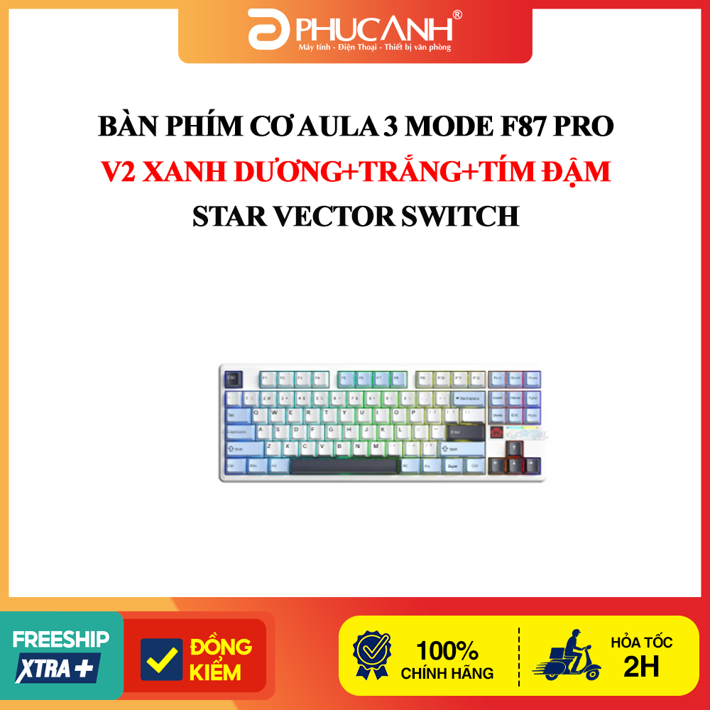 Bàn phím cơ Aula 3 MODE F87 Pro V2 Xanh dương+trắng+tím đậm Star Vector ...