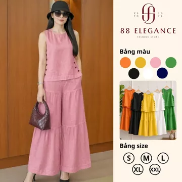 Bộ sát nách nữ, Bộ đũi sát nách, Set áo ba lỗ nữ cúc sườn quần giả váy, Set đũi nữ GIẶT KHÔNG CO