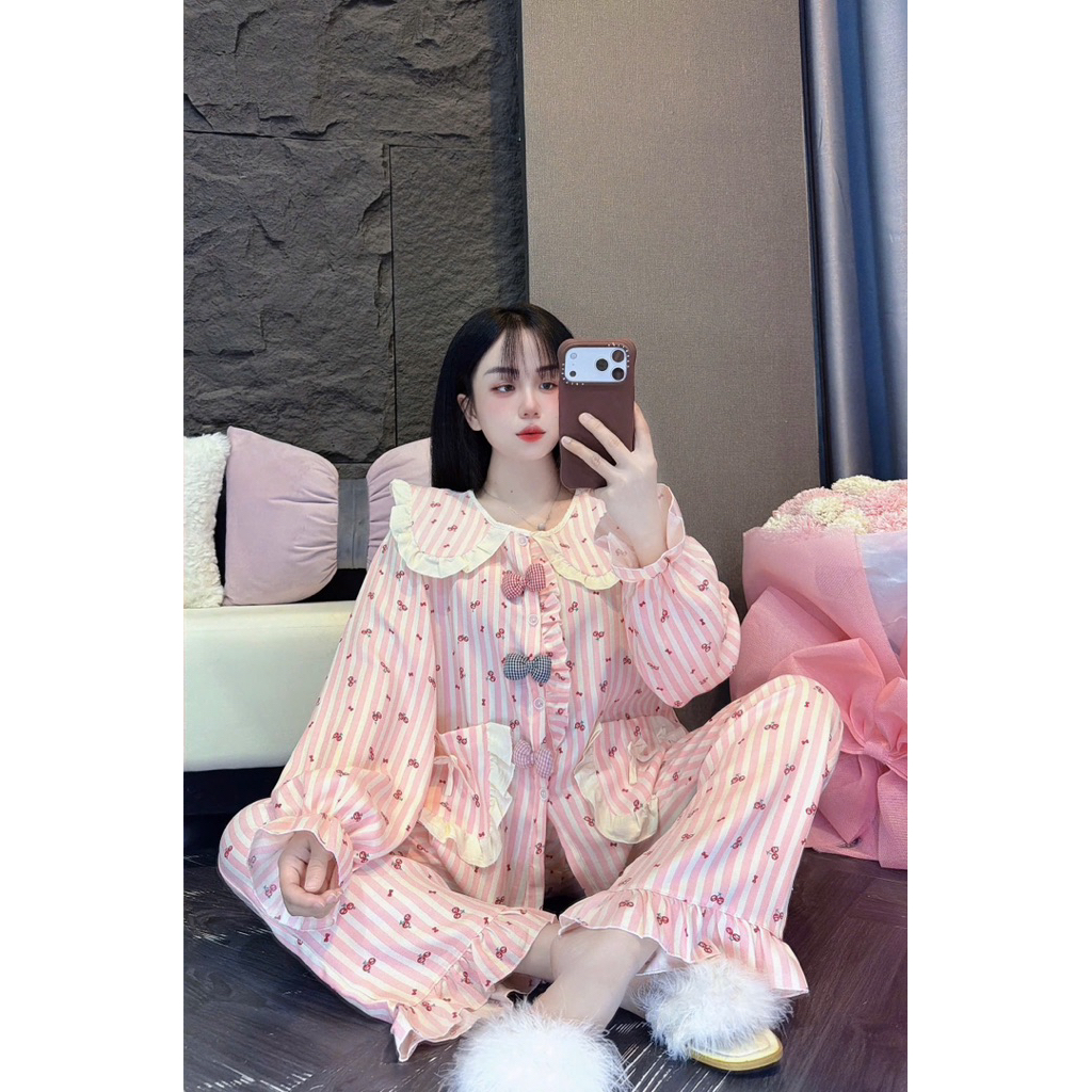 Bộ Đũi Dài 3 Nơ Vân Mây Nơ Xinh ( 40-62kg )