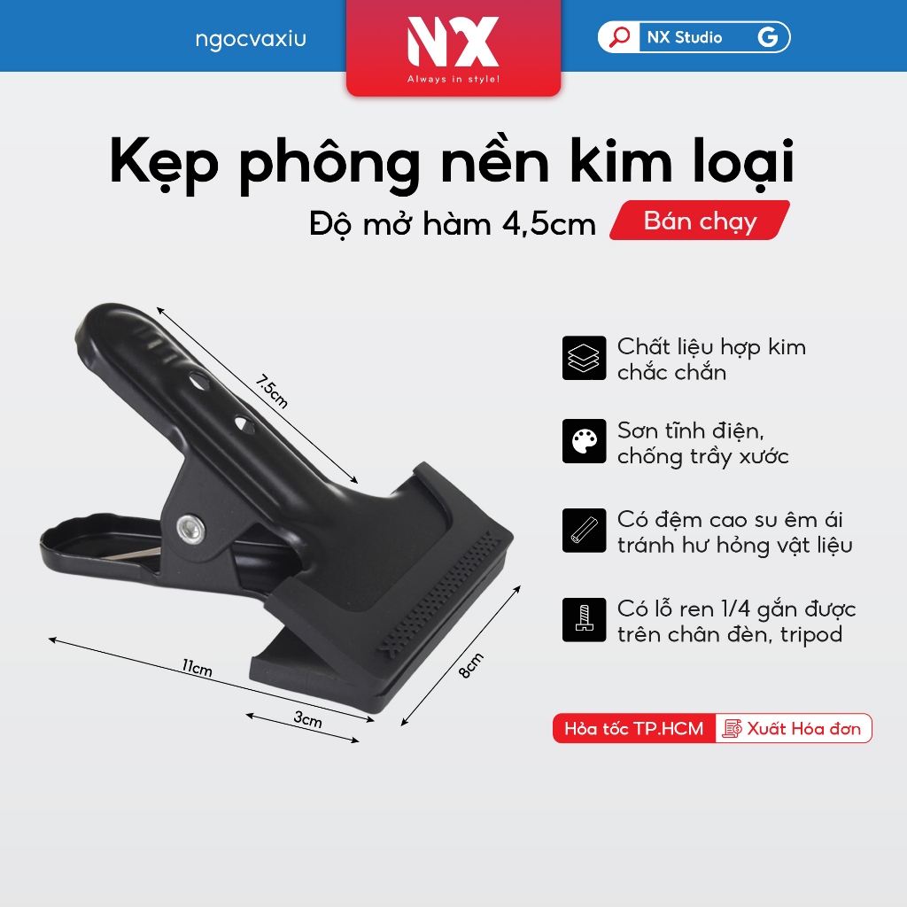[Hỏa Tốc] Kẹp giữ phông nền chụp ảnh bằng kim loại - Kẹp phông nền nhựa chắc chắn, độ bền cao