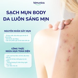 Sữa Tắm Ngừa Mụn AHA BHA Bimunica Skin Beauty 470ml Cho Da Dầu Mụn, Làm Sạch Dịu Nhẹ, Hỗ Trợ Giảm Mụn Cơ Thể