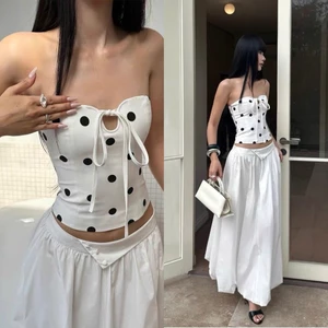Áo quây ống trắng chất bi buộc nơ ngực dáng ôm body chất kate mềm co giãn AQ017 - Tiktik