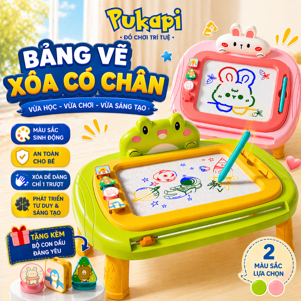 Bảng Vẽ Tự Xóa Có Chân Bảng Vẽ Thông Minh Bảng Vẽ Xóa Giá Rẻ Có Chân Bàn Tập Viết Tập Vẽ Đa Sắc - Đồ Chơi PUKAPI