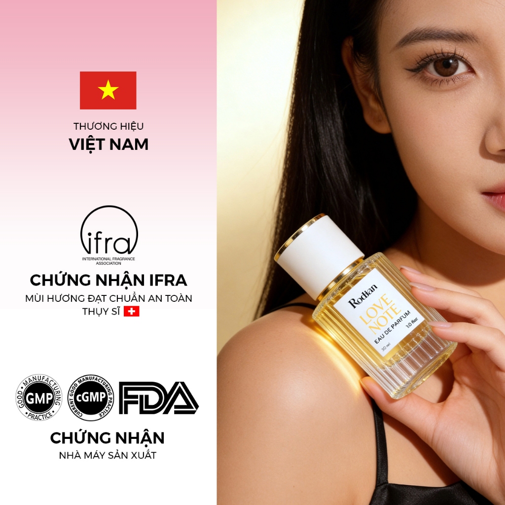 Nước Hoa Nữ Rodian Love Note 30ml, Lưu Hương Đến 8h - Hương Nữ Tính, Lãng Mạn Và Gợi Cảm