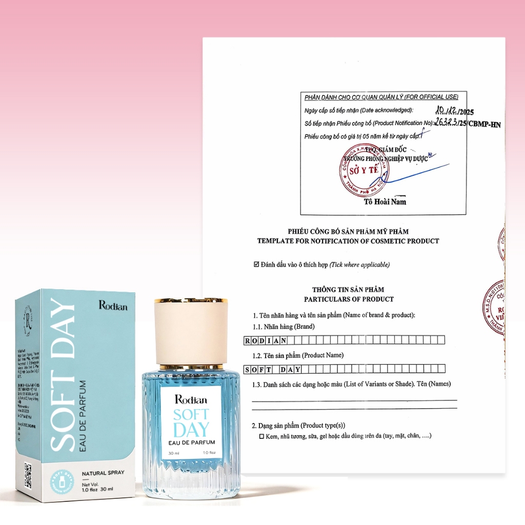 Nước Hoa Nữ Rodian Soft Day 10ml, Lưu Hương Đến 8h