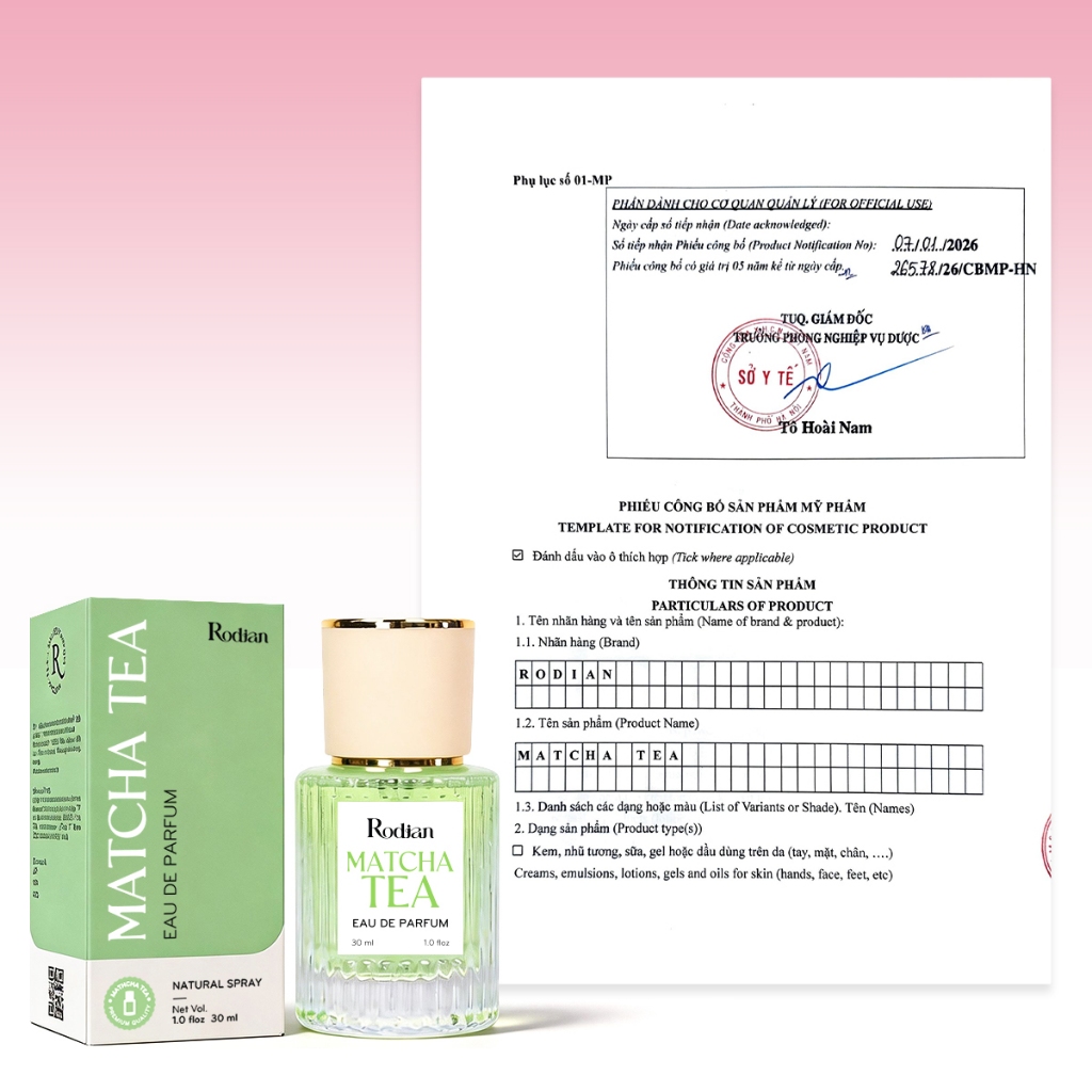 Nước Hoa Nữ Rodian Matcha Tea 30ml Sang Trọng, Thanh Lịch, Lưu Hương Đến 8H