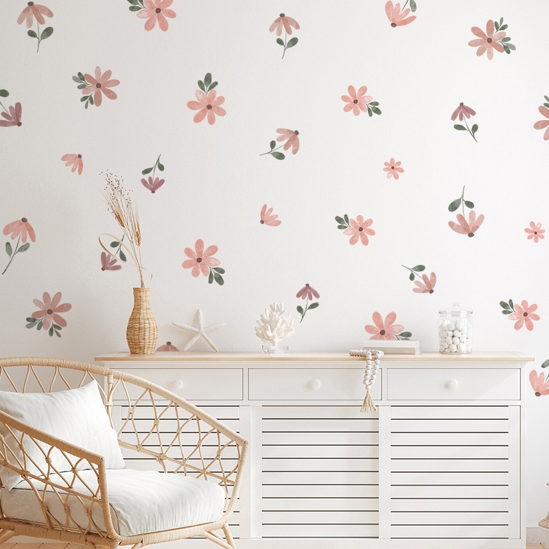 Sticker Decal Dán Tường Mẫu Hoa Nhí 3 Có Keo Sẵn - Trang Trí Cửa Kính - Decor Quán Cafe - Phòng Ngủ