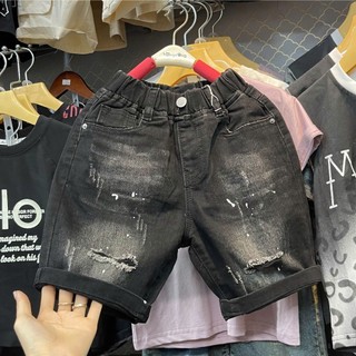 18-24kg Quần bò đùi dài cho bé trai, Quần bò rách ngố trai QC 2101