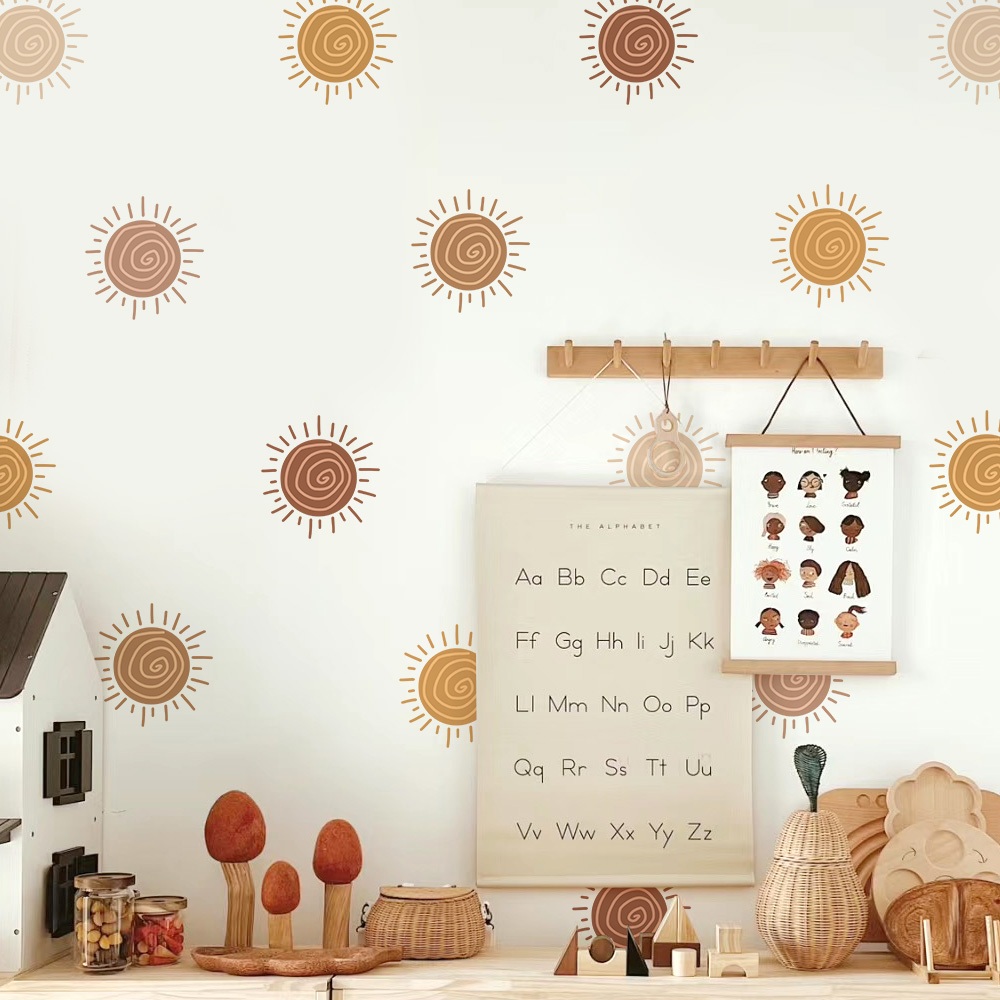 Sticker Decal Dán Tường Mặt Trời Nhỏ Có Keo Sẵn - Trang Trí Cửa Kính - Decor Quán Cafe - Phòng Ngủ