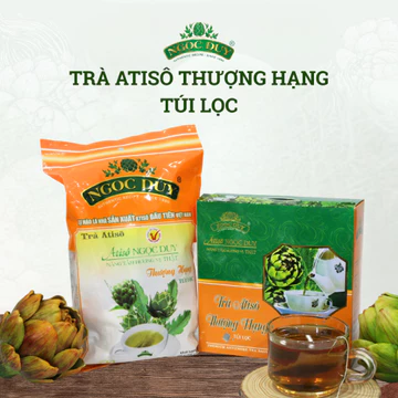 Trà ATISO Túi Lọc Ngọc Duy Đà Lạt gói cam 100 túi 100% atiso thanh nhiệt, bảo vệ gan, đẹp da, dễ ngủ
