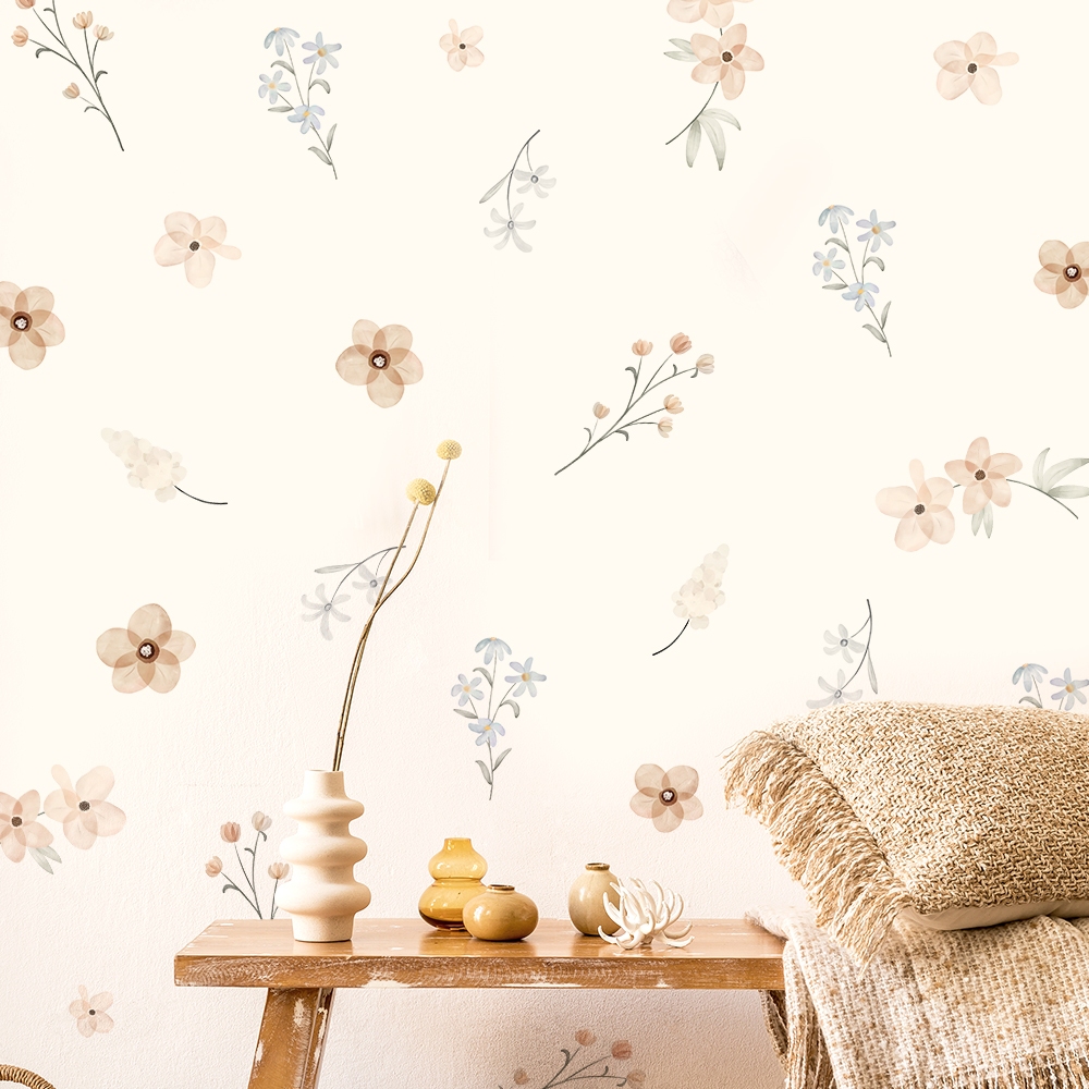 Sticker Decal Dán Tường Mẫu Hoa Nhí 4 Có Keo Sẵn - Trang Trí Cửa Kính - Decor Quán Cafe - Phòng Ngủ