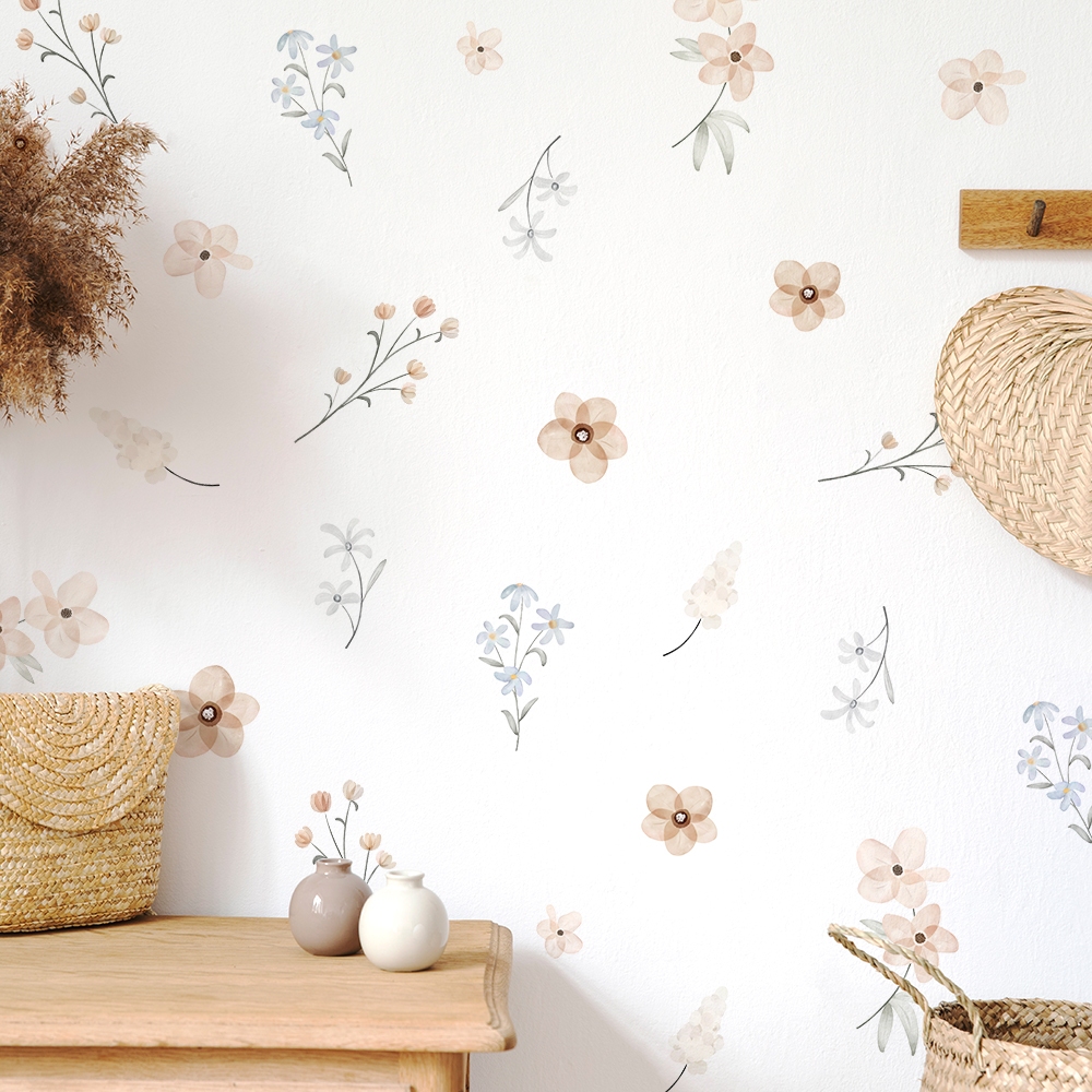 Sticker Decal Dán Tường Mẫu Hoa Nhí 4 Có Keo Sẵn - Trang Trí Cửa Kính - Decor Quán Cafe - Phòng Ngủ