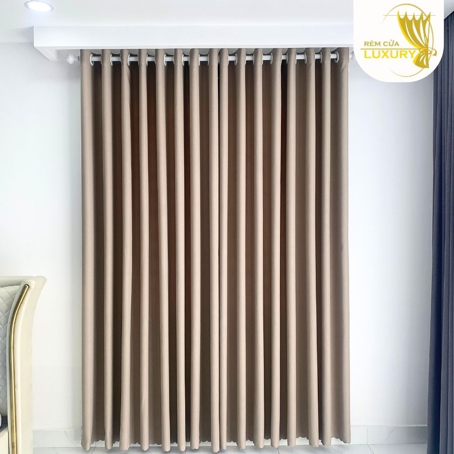Rèm cửa vải bố nhuyễn màu Nâu tây N3 chống nắng decor, rèm cửa sổ cửa đi cửa chính đầy đủ kích thước