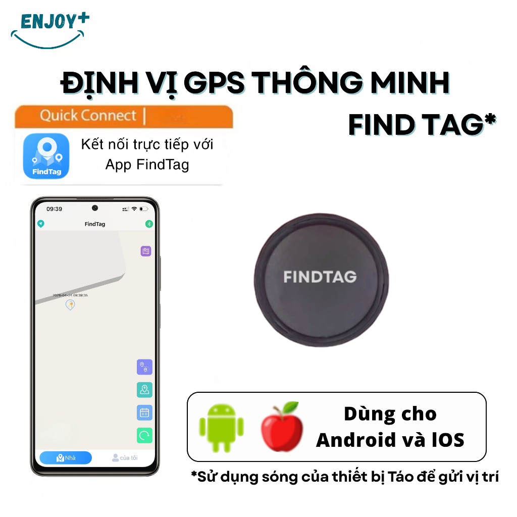 Định vị GPS mini FindTag cho Android và iOS