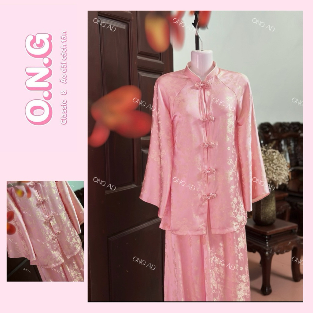 [ONGAD] Pháp phục Yên Dao tay lửng lụa in hoa phối cúc đính pha lê