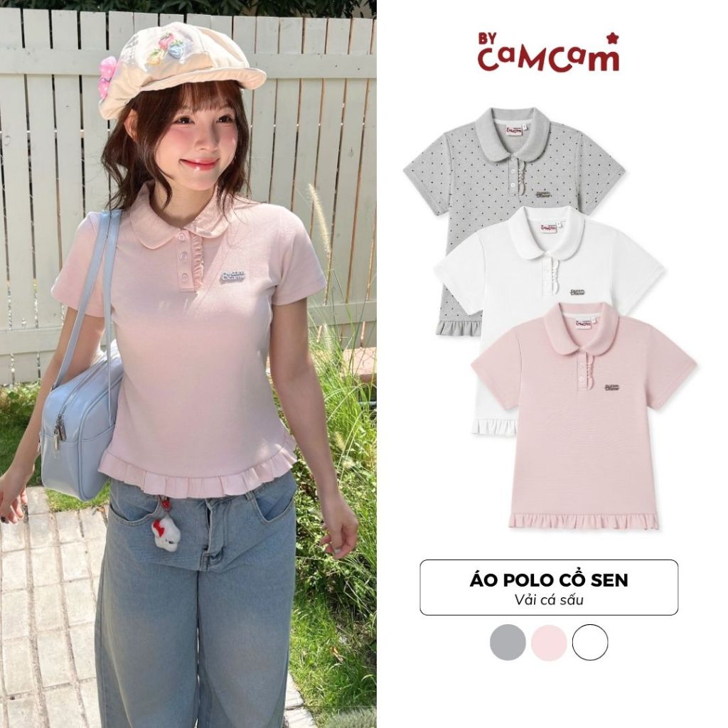 Áo Polo Babytee Cổ Sen Cách Điệu 𝑩𝒚𝒄𝒂𝒎𝒄𝒂𝒎 Áo Cuốn Bèo Nữ Tính Basic Cho Nữ APN010