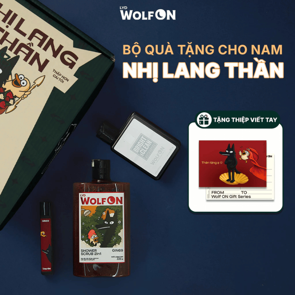 Set Quà Tặng Bạn Trai NHỊ LANG THẦN LYD Wolf ON - Sữa Tắm Nam, Xịt Khử Mùi, Dung Dịch Vệ Sinh 95ML