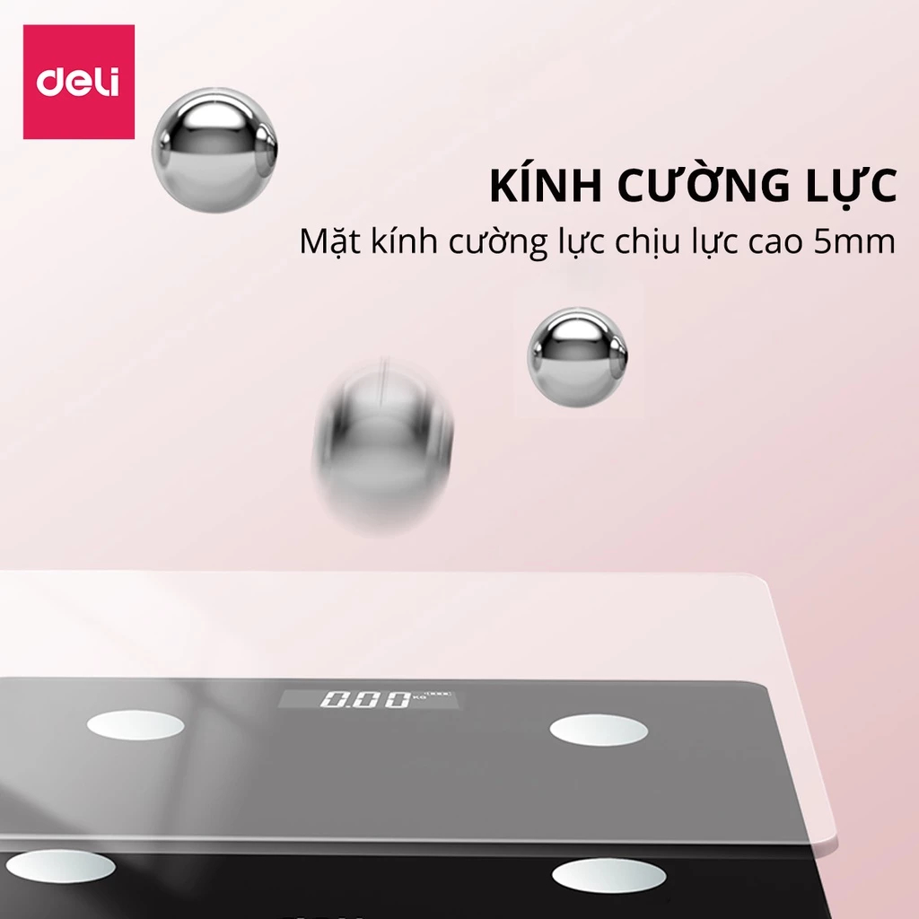 [SVIP] Cân Điện Tử Sức Khỏe DeLi Chịu Tải 180kg Màn Hình LED Mặt Kính Cường Lực BẢO HÀNH 3 THÁNG KÈM PIN THAY