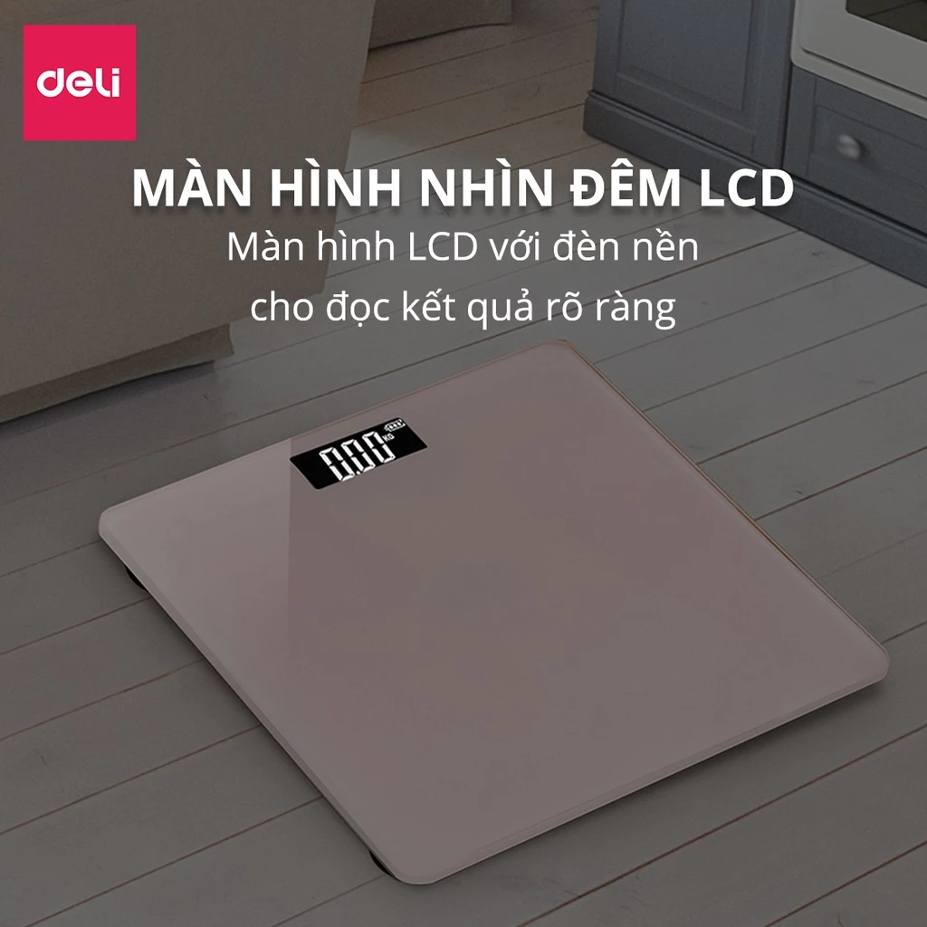 [SVIP] Cân Điện Tử Sức Khỏe DeLi Chịu Tải 180kg Màn Hình LED Mặt Kính Cường Lực BẢO HÀNH 3 THÁNG KÈM PIN THAY