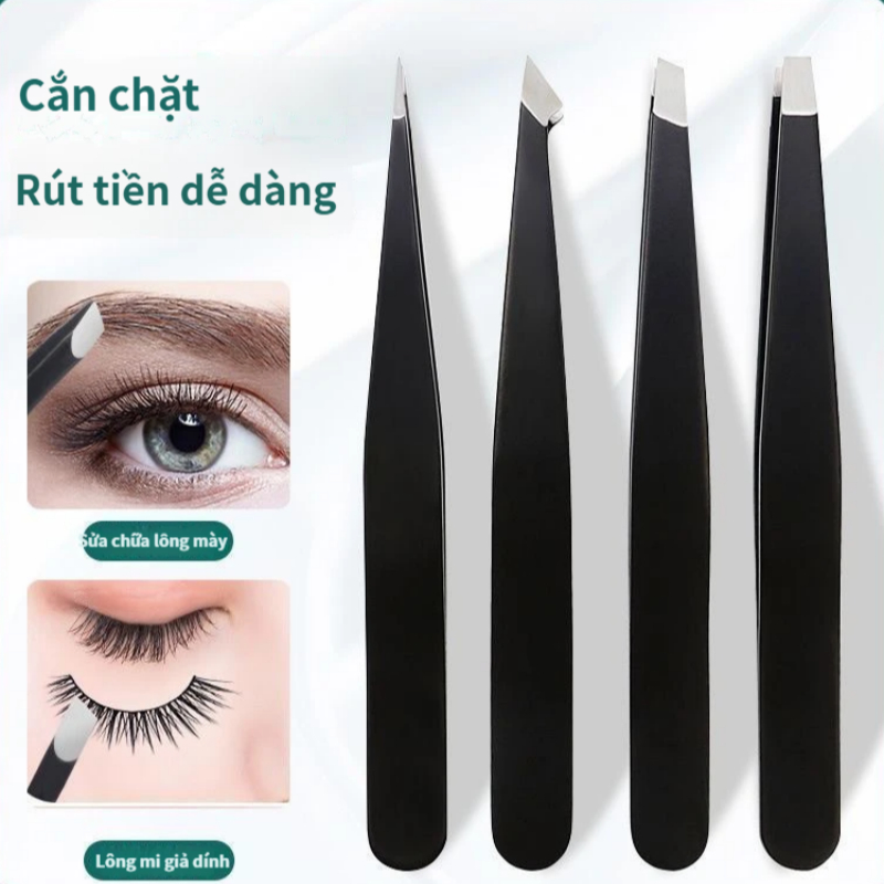 Combo 4 Nhíp nhổ tỉa lông mày bằng thép không gỉ  dễ sử dụng chất lượng cao