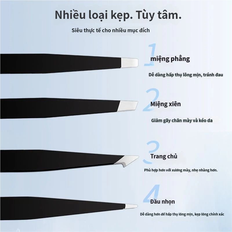 Combo 4 Nhíp nhổ tỉa lông mày bằng thép không gỉ  dễ sử dụng chất lượng cao