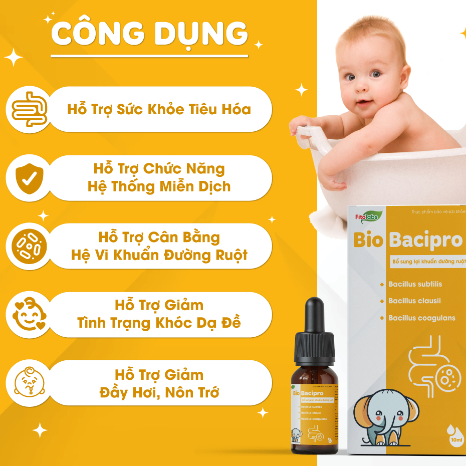 [✨COMBO+QUÀ XỊN] Men Vi Sinh Nhỏ Giọt Bio Bacipro Cho Bé Bổ Sung Lợi Khuẩn Tăng Cường Hệ Tiêu Hóa Giảm RL Tiêu Hóa