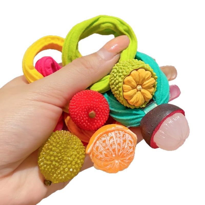 Dây buộc tóc trái cây 3D cho bé gái Đồ xinh hình quả bơ, cam, vải, măng cụt, chôm chôm... cực dễ thương 🍊🥑