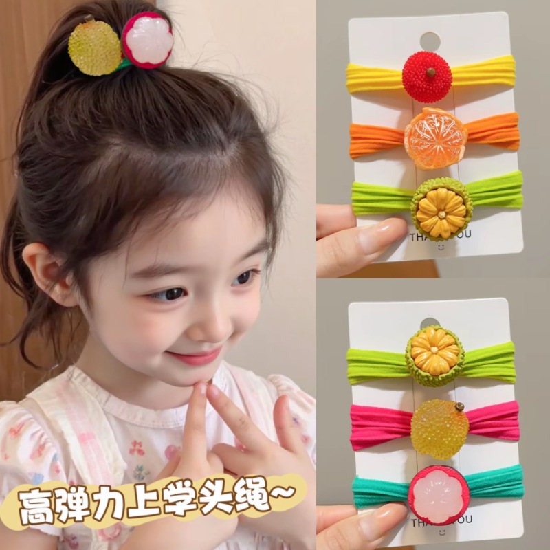 Dây buộc tóc trái cây 3D cho bé gái Đồ xinh hình quả bơ, cam, vải, măng cụt, chôm chôm... cực dễ thương 🍊🥑