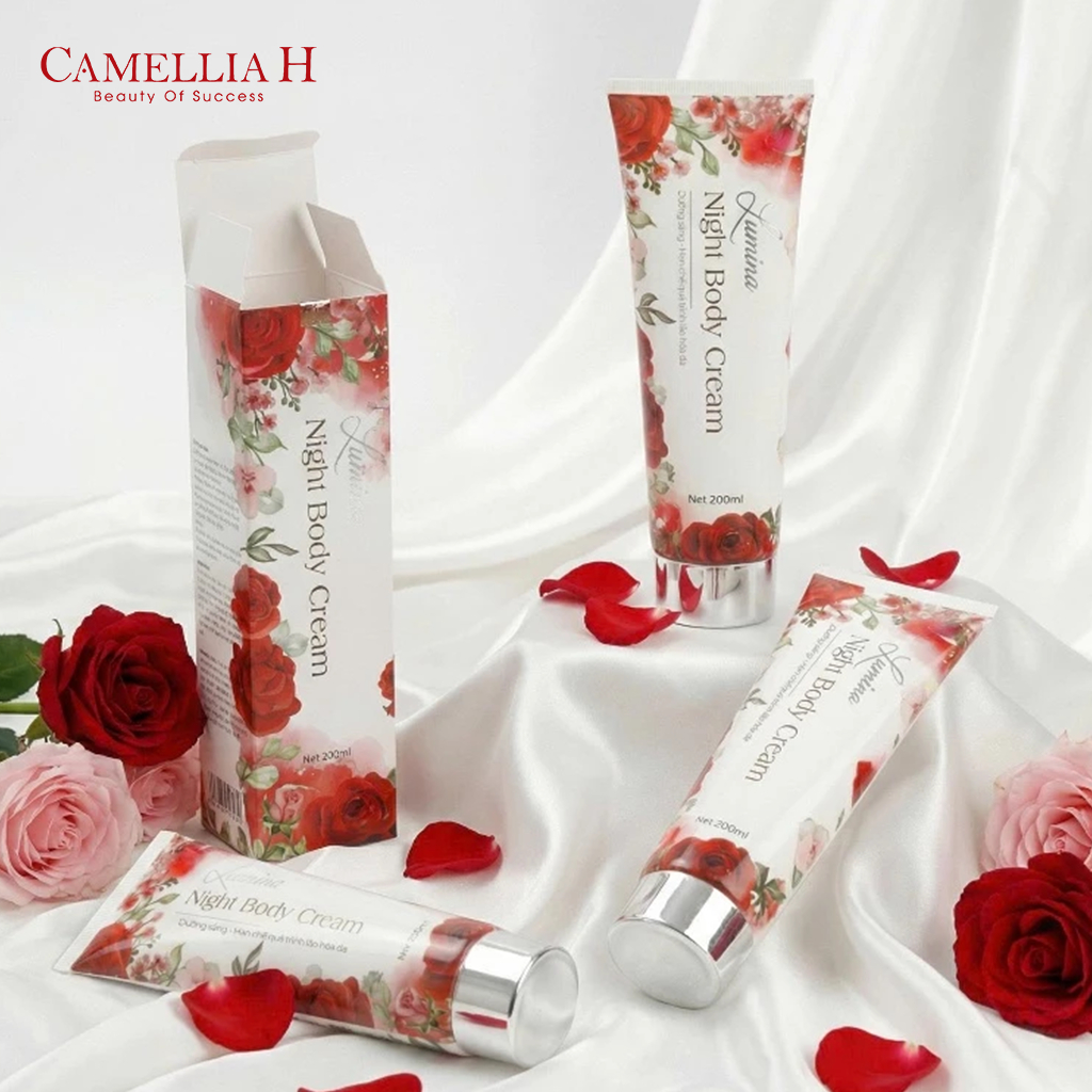 Kem body đêm Lumina Camellia H dưỡng trắng da cấp ẩm sâu phục hồi da mềm mịn Lumina Night Body Cream