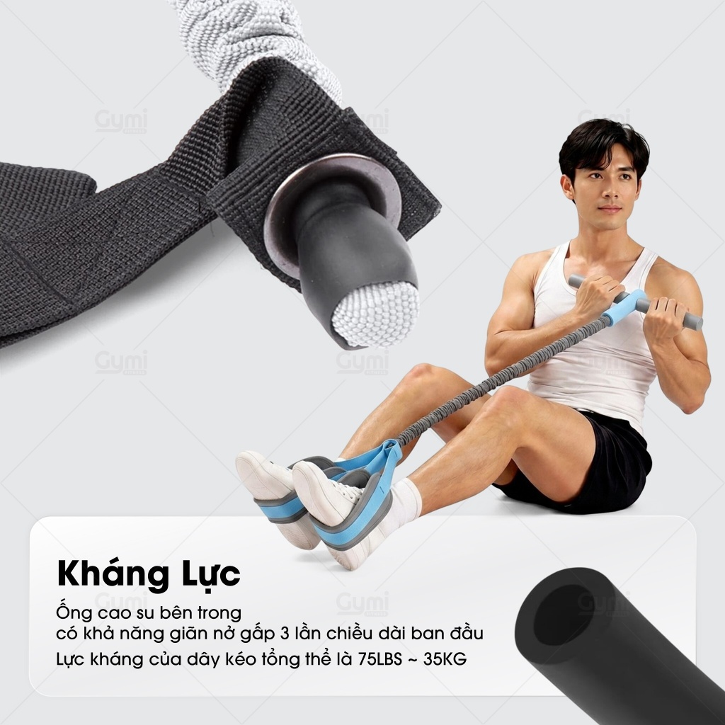 Dây Kéo Bụng Có Bàn Đạp Đa Năng - Dây Kháng Lực 75lbs Tập Core Tay Chân Toàn Thân Tại Nhà - KeoBung75lbs