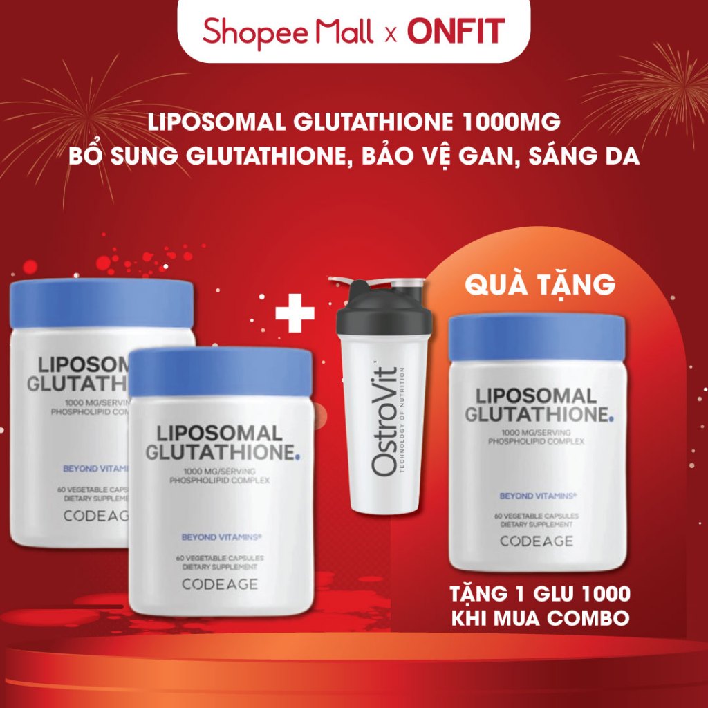 Viên Uống Chăm Sóc Da Codeage Liposomal Glutathione 1000MG (60 Viên) Hỗ Trợ  Da Sáng Chắc Khỏe, Bảo Vệ Gan