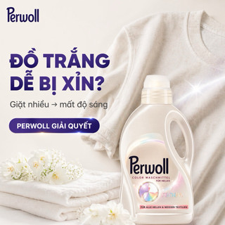 Nước giặt Perwoll trắng Renew – Giữ trắng sáng, chống xỉn màu, mềm vải, thơm lâu chuẩn Đức