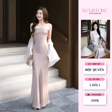Váy lụa dáng dài sang chảnh, đầm lụa dáng dài, váy cổ yếm lụa hàn cao cấp sang chảnh đi biển, đi tiệc