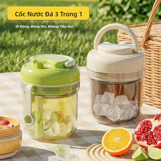 Cốc Cà Phê Máy Làm Đá , Di Động Có Nắp Niêm Phong Khay Đá Khuôn Cốc Nước, Cốc Đá 380ml Bấm Loại Cốc Đá Nhựa Cho Mùa Hè