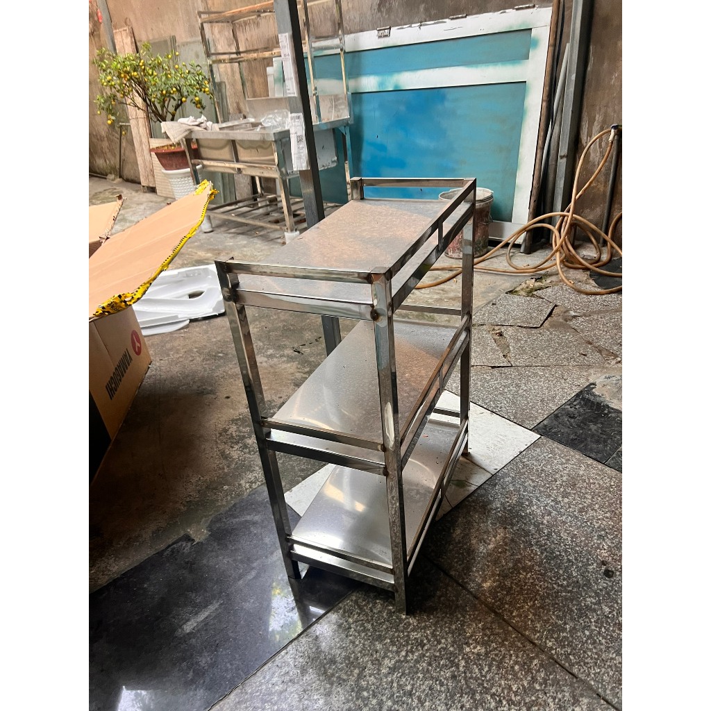 KỆ INOX 3 TẦNG TẤM_ để lò vi sóng bếp ga đa năng