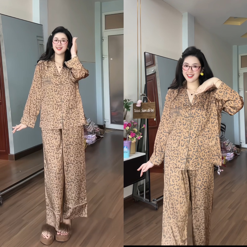 (42-62kg) Phom NẮP TÚI TAY DÀI pijama lụa mịn latin siêu xinh cho nữ