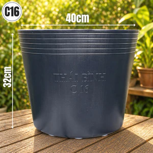 Chậu Nhựa C16 Đen Trồng Cây [40x32]