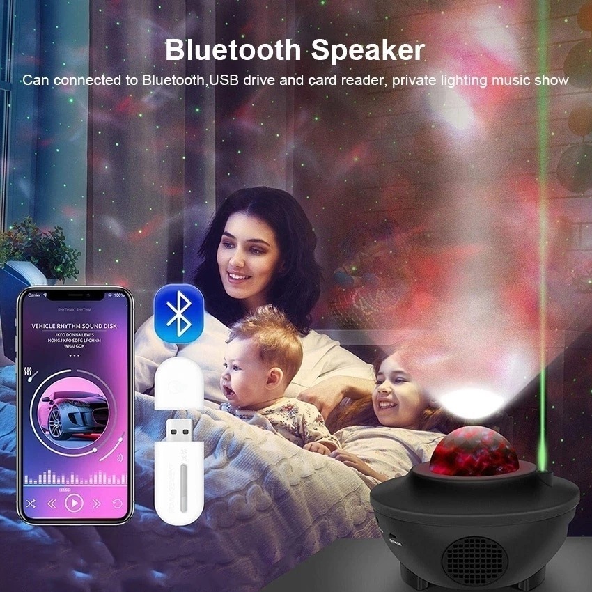 Thân mỏng 9.4cm | Đèn hiệu ứng nước thông minh 4in1:ĐKTX+Bluetooth+Laser+Loa, ánh sáng theo nhạc