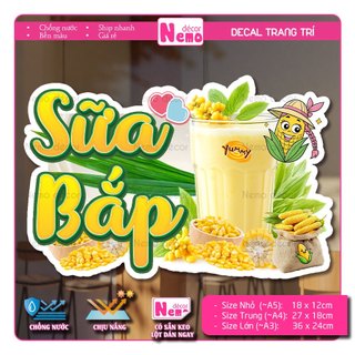 Decal Sữa Đậu Nành, Đậu Xanh, Đậu Phộng, Sữa Bắp, Sữa Gạo Rang, Tranh Dán Quán Nước, Cà Phê - Sticker Chịu Được Mưa Nắng