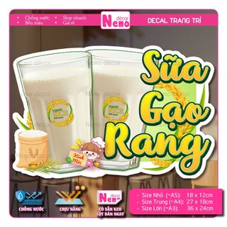 Decal Sữa Đậu Nành, Đậu Xanh, Đậu Phộng, Sữa Bắp, Sữa Gạo Rang, Tranh Dán Quán Nước, Cà Phê - Sticker Chịu Được Mưa Nắng