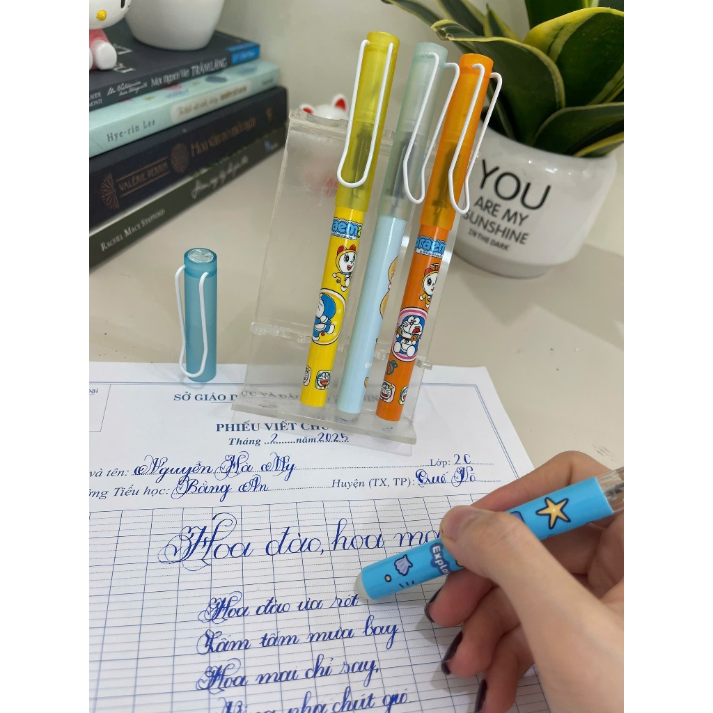 Bút Máy Tẩy Xoá S03 Ngòi Mài 0.2 mm Viết Êm Trơn Nhỏ Gọn , tay cầm định vị giúp bé viết lâu không mỏi