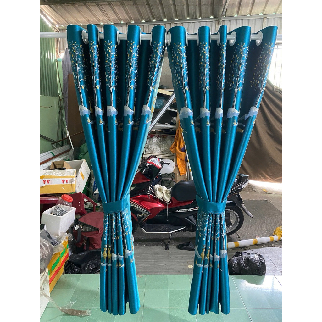 1 TẤM GẤM 3D MÀU XANH KÉT HỌA TIẾT CON NAI CHƯA CÓ CÂY TREO - TREO 1 TẤM MUA 1 TẤM _TREO 2 TẤM MUA 2 TẤM RÈM CỬA VIỆT H