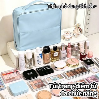 Túi đựng đồ trang điểm makeup du lịch chống thấm sức chứa lớn da PU phong cách Hàn sang xịn