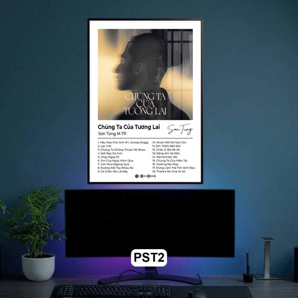 Khung Tranh Poster Các Bản Hit Nổi Tiếng Của Sơn Tùng MTP Tráng Gương Khung Composite Decor Treo Tường