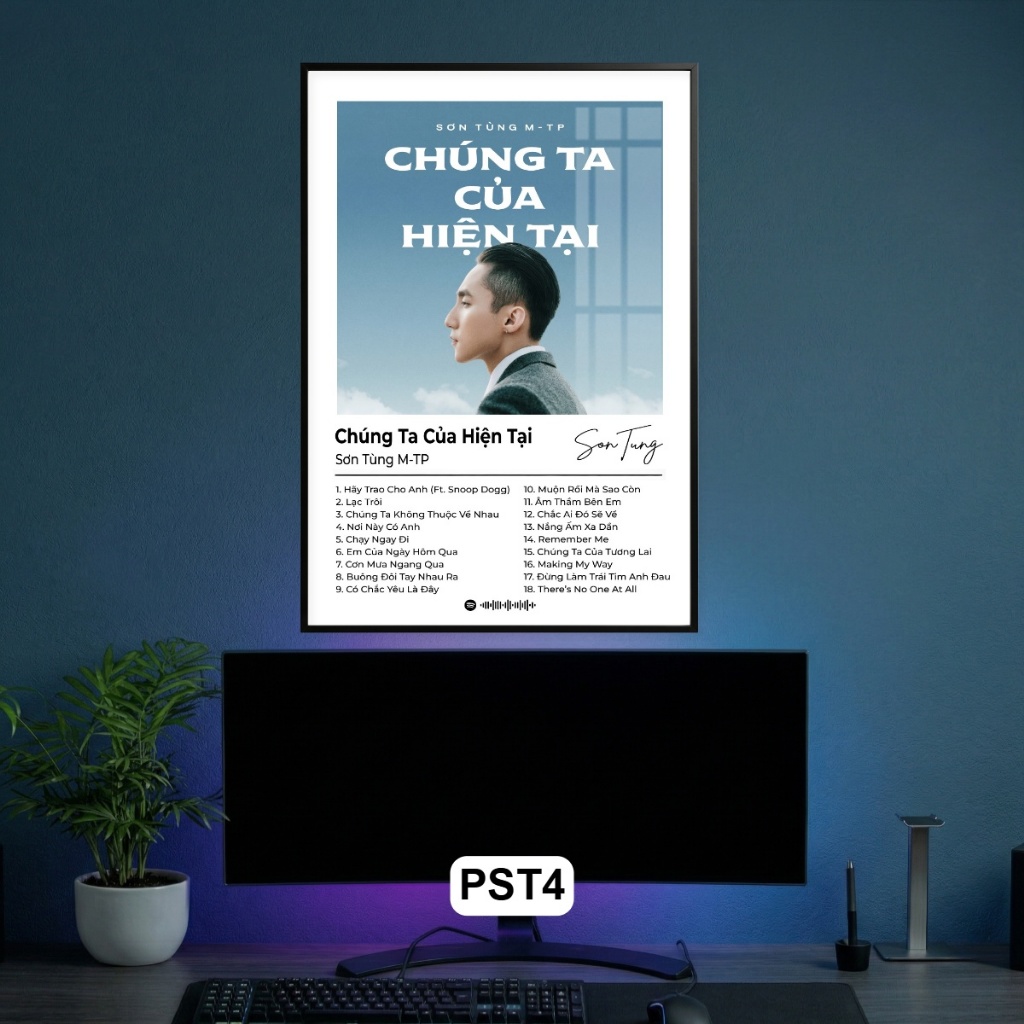 Khung Tranh Poster Các Bản Hit Nổi Tiếng Của Sơn Tùng MTP Tráng Gương Khung Composite Decor Treo Tường