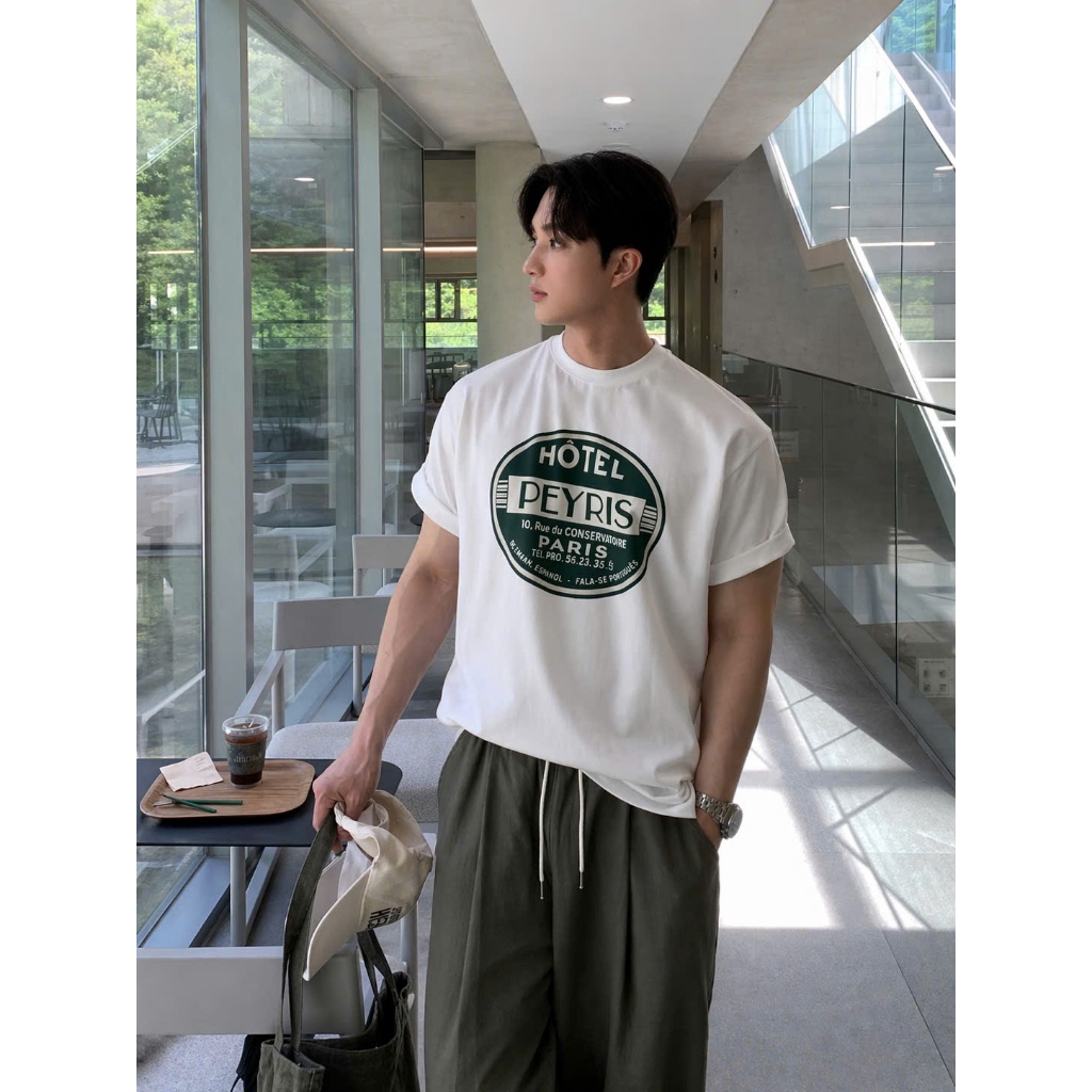 Áo thun Stee Cổ tròn PEYRIS HOTEL Localbrand ICVCVNI Unisex Cotton