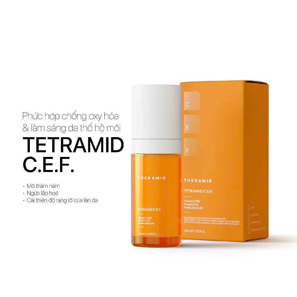 Serum làm sáng da, ngừa lão hóa THERAMID TETRAMID C.E.F.  3 Dạng Vitamin C Ferulic Acid  phức hợp chống oxy hóa, mờ thâm