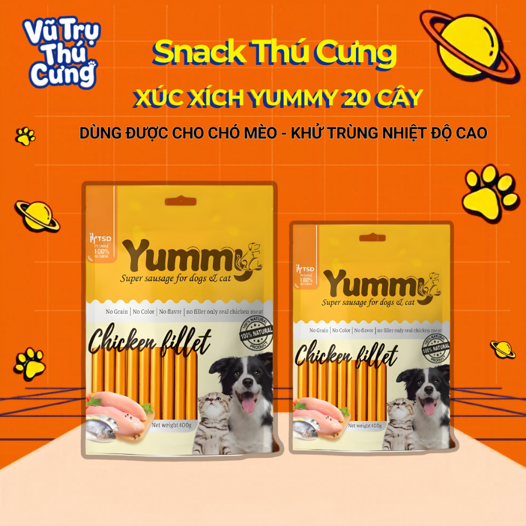 (Bịch 20 cây) Xúc xích cao cấp cho Chó Mèo YUMMY