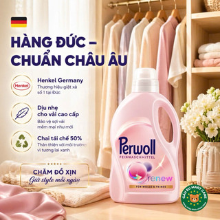 Nước giặt Perwoll Renew 1L làm mới quần áo giữ form mềm như mới giặt đồ len lụa hàng Đức